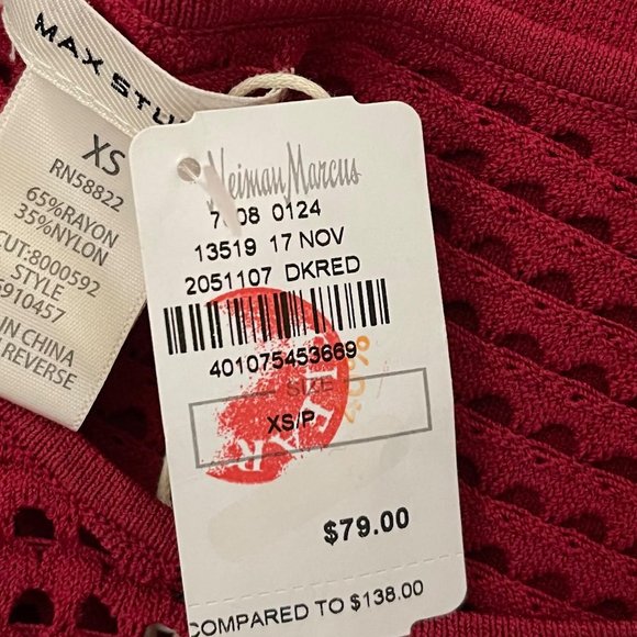 Max Studio XS Dark Red Sleeveless Cutout Detail Crewneck Mini Dress NWT - Picture 6 of 7